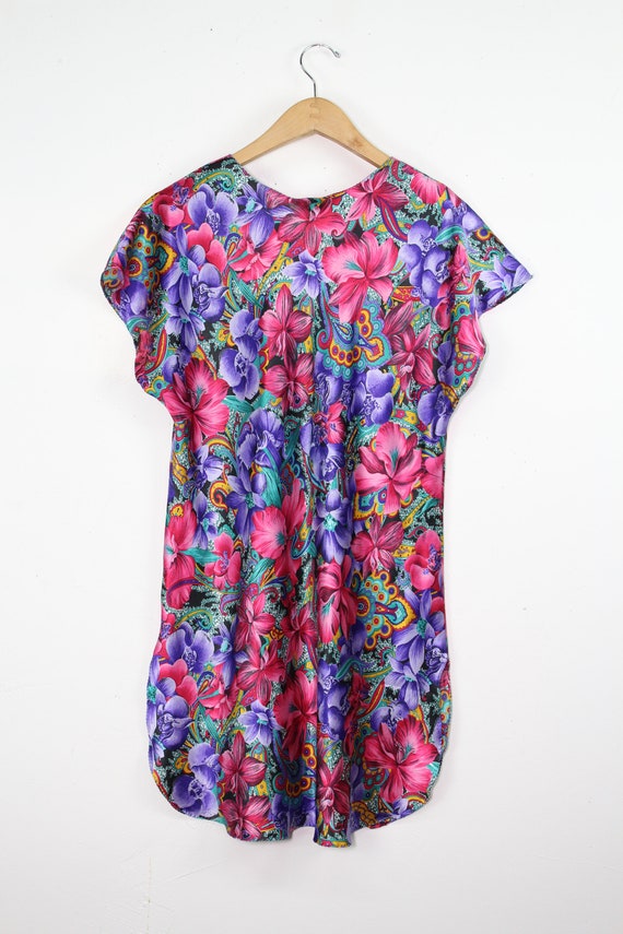 90s Floral Paisley Sleep Shirt - Psychedelic Pais… - image 10