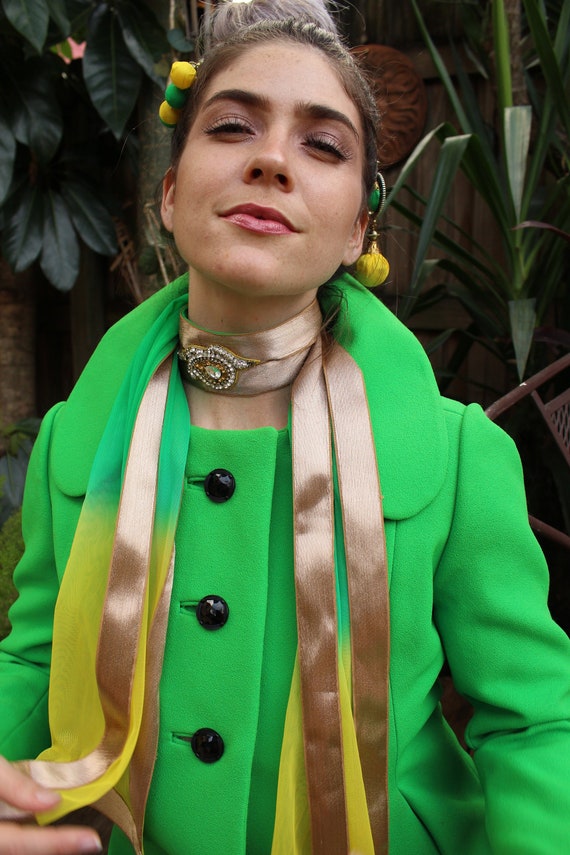 Embellished Indian Scarf - Vintage Green and Yello