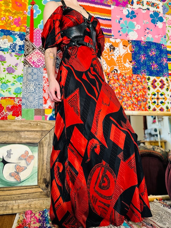 90s Sue Wong Abstract Maxi Dress - Vintage Trippy… - image 4