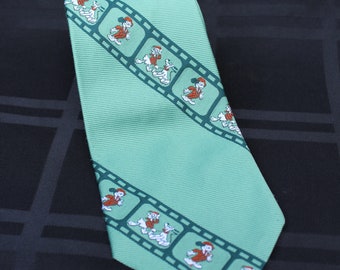 Vintage Mickey Mouse Neck Tie - By Cervantes - Mint Green 1960's Tie - Filmstrip - Donald Duck - Goofy - Mickey Mouse Tie - Walt Disney Gift