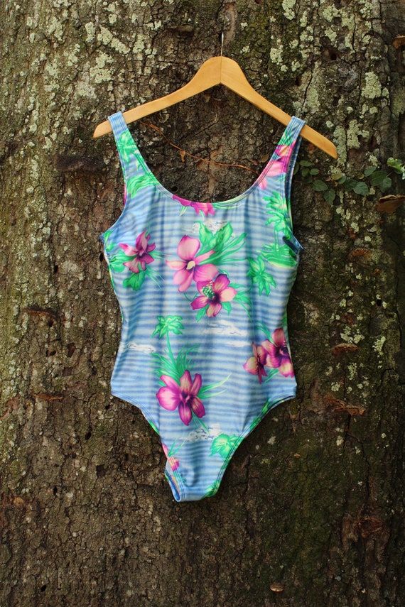 90s Tropical Skies One Piece Bathing Suit - 90s Ha