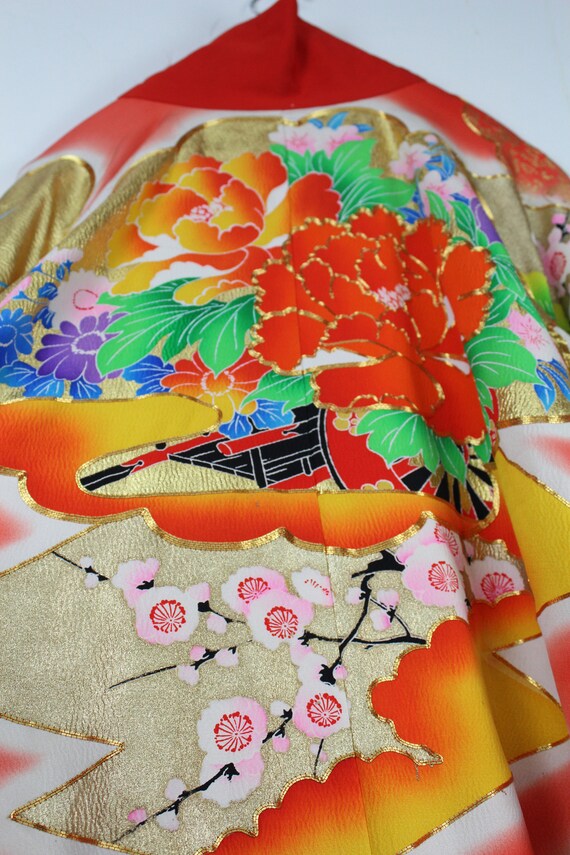 Vintage Japanese Wedding Kimono Robe - Weighted K… - image 9