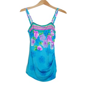 90s Tie Hip One-Piece Bathing Suit - 90s Floral One-Piece Swimsuit -Vintage One Piece Swimsuit - Festival Bathing Suit - Retro - Modest Swim