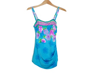 90s Tie Hip One-Piece Bathing Suit - 90s Floral One-Piece Swimsuit -Vintage One Piece Swimsuit - Festival Bathing Suit - Retro - Modest Swim