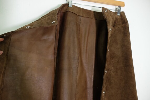 Vintage Suede Midi Skirt - 1970s 1980s Leather Sk… - image 5