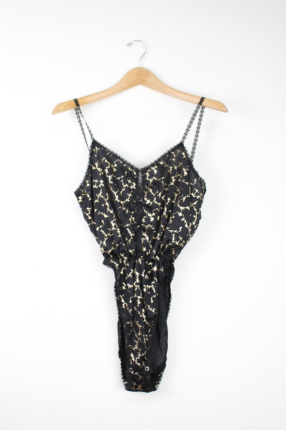 80s Lingerie - 80s Gold Bodysuit - Vintage Linger… - image 3