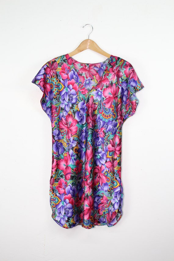 90s Floral Paisley Sleep Shirt - Psychedelic Pais… - image 6