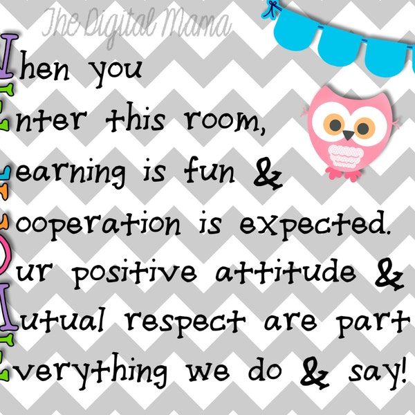 8x10 Classroom Welcome Poster - Digital Download