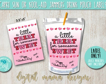EDIT YOURSELF - PRINTABLE Sweet Treat Valentine's Day CapriSun - Cute Valentine's Day Kool Aid Jammers - Class Valentines Drink Pouch