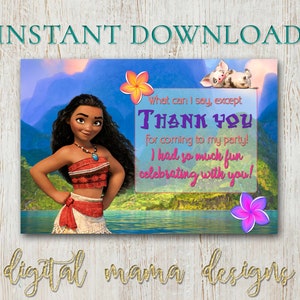SOFORTIGER DOWNLOAD - Moana Dankeskarte - Moana Geburtstagseinladung - Moana Dankeskarte - Moana Party Danke - Digitaler Download