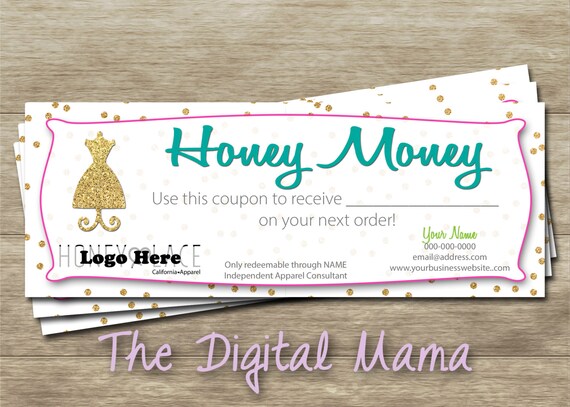 Items similar to Honey & Lace Honey Money Customer Coupon