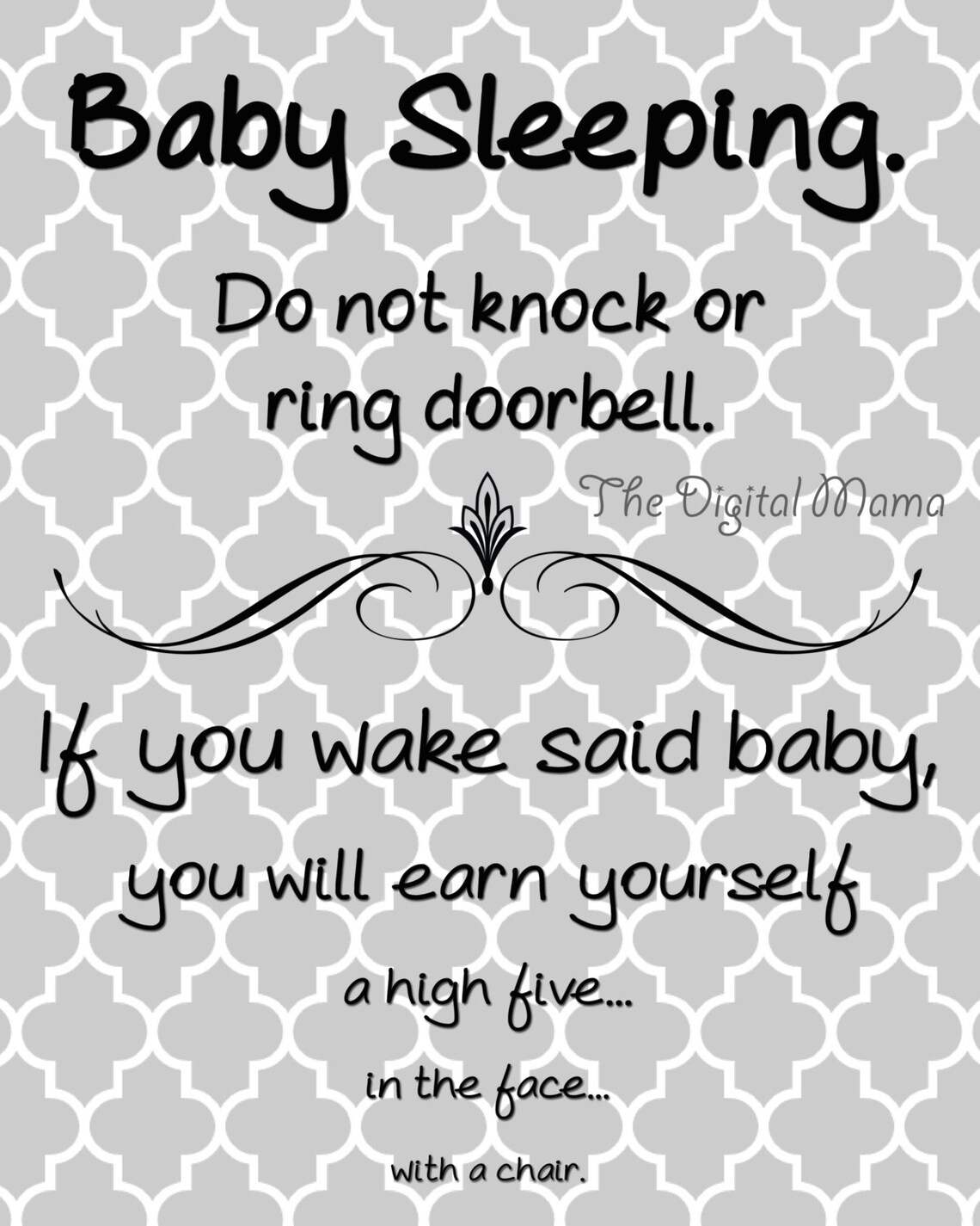 8x10 Sleeping Baby Front Door Sign Digital Download | Etsy