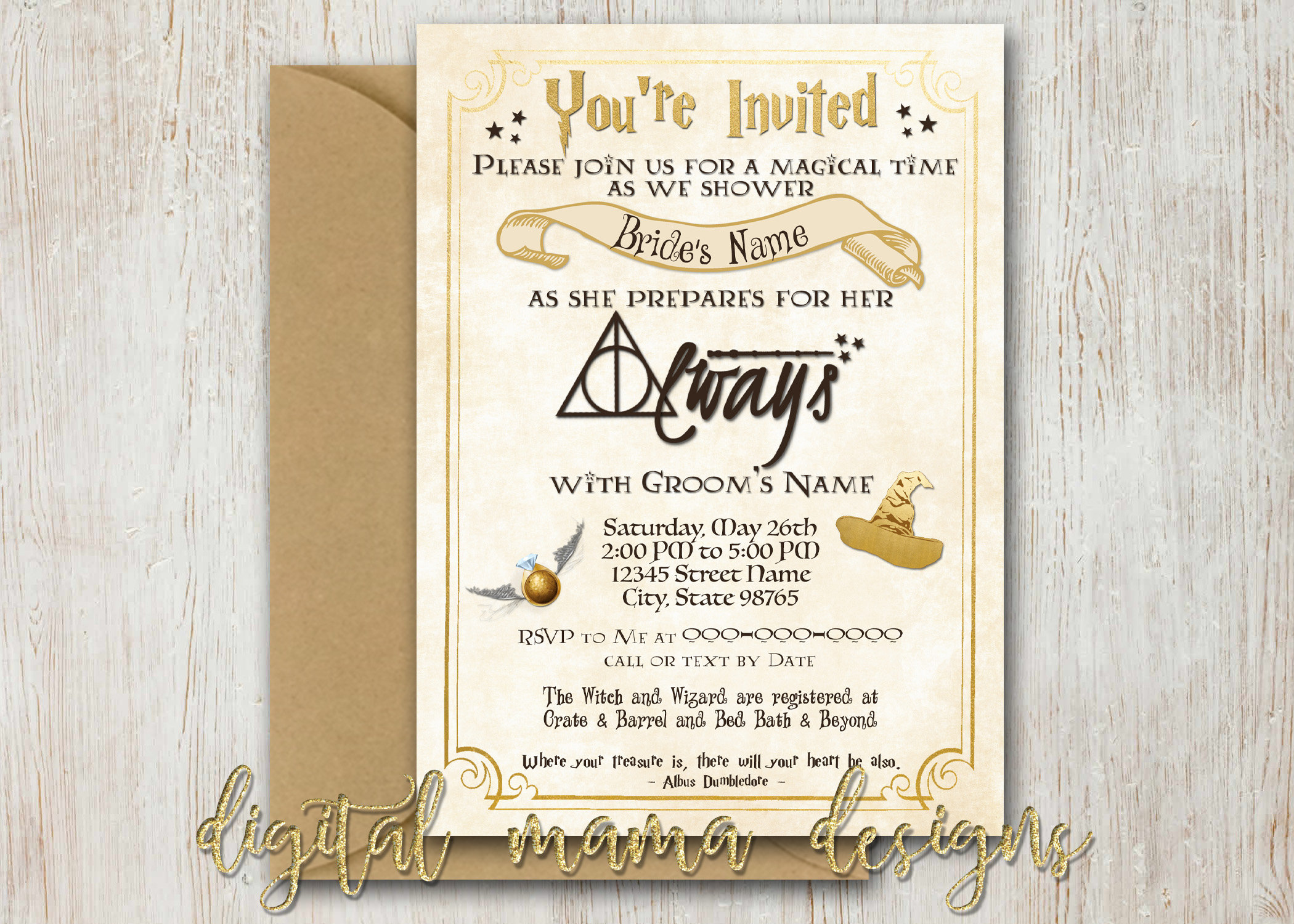 Harry Potter Bridal Shower Invitation Harry Potter Theme | Etsy