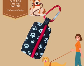 Pet waste bag dispenser, Dog Poop Bag Dispenser, leash accessories, dog mom gift, dog dad , paw print, dog lover gift