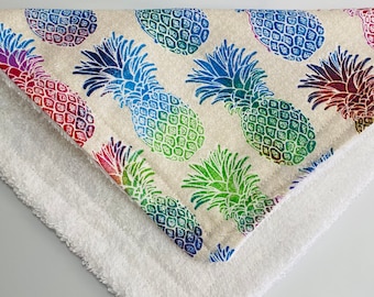 Reusable pineapple fabric towels, ecofriendly paperless  towels, multi-use cleaning cloths, pot holders, handmade housewarming gift