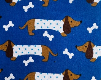 Cotton fabric, dogs and bones, sewing and crafts supplies