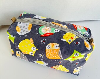 Zippered pouch,  school supplies case, travel pouches, makeup bags, back to school gift, desk and home organization, owl lovers