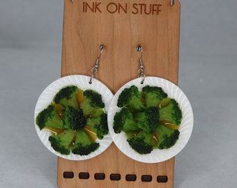 Plate of buttered broccoli Earrings