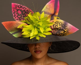 Neon Kentucky Derby Hat, Graffiti Derby Fascinator - THG6219