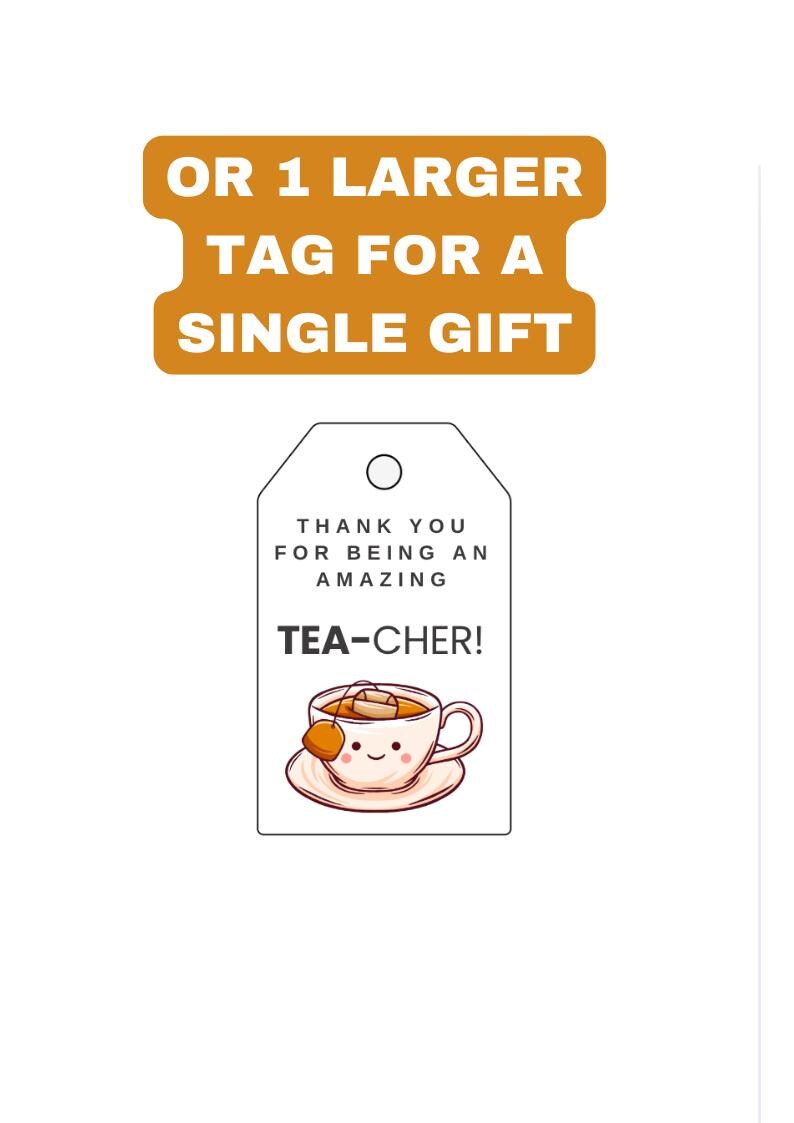 Teacher Appreciation Tea Gift Tag | Printable Thank You (PDF Download ...