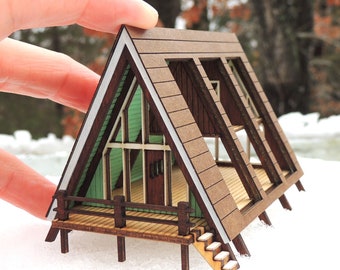 Kit de casa de bonecas em miniatura estilo A-frame na escala 1:144