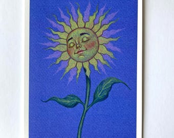 Original Celestial Sun Flower Giclee Fine Art Print