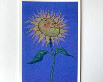 Original Celestial Sun Flower Giclee Fine Art Print