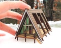 1:144 Miniature A-Frame Dollhouse KIT