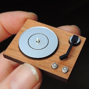 1:12 Miniature Wooden Record Player