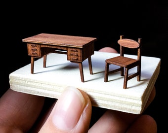 Kit de mesa e cadeira em miniatura na escala 1:48