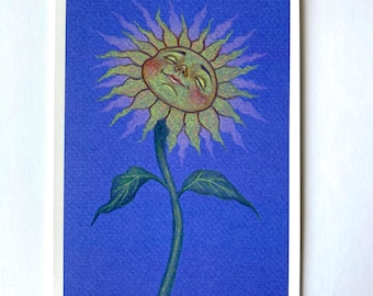 Original Celestial Sun Flower Giclee Fine Art Print
