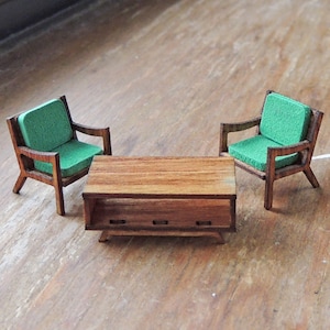 1:48 MCM Coffee Table & Chairs Kit