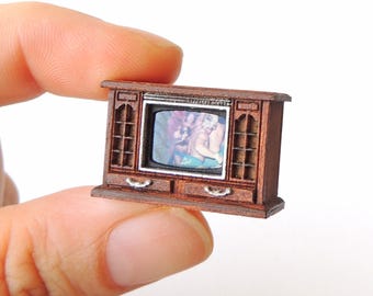 Kit de TV de console retrô em miniatura na escala 1:48