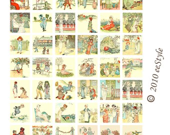 Mother Goose 1" Tile Collage Sheet Scrapbooking Graphics