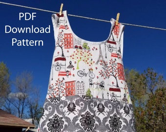 PDF download Plus Size Cross Back Apron 1x to 4x pattern 2 yards 18 inches fabric needed
