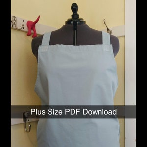 Plus Size Japanese cross over apron 2X to 4X PDF pattern download