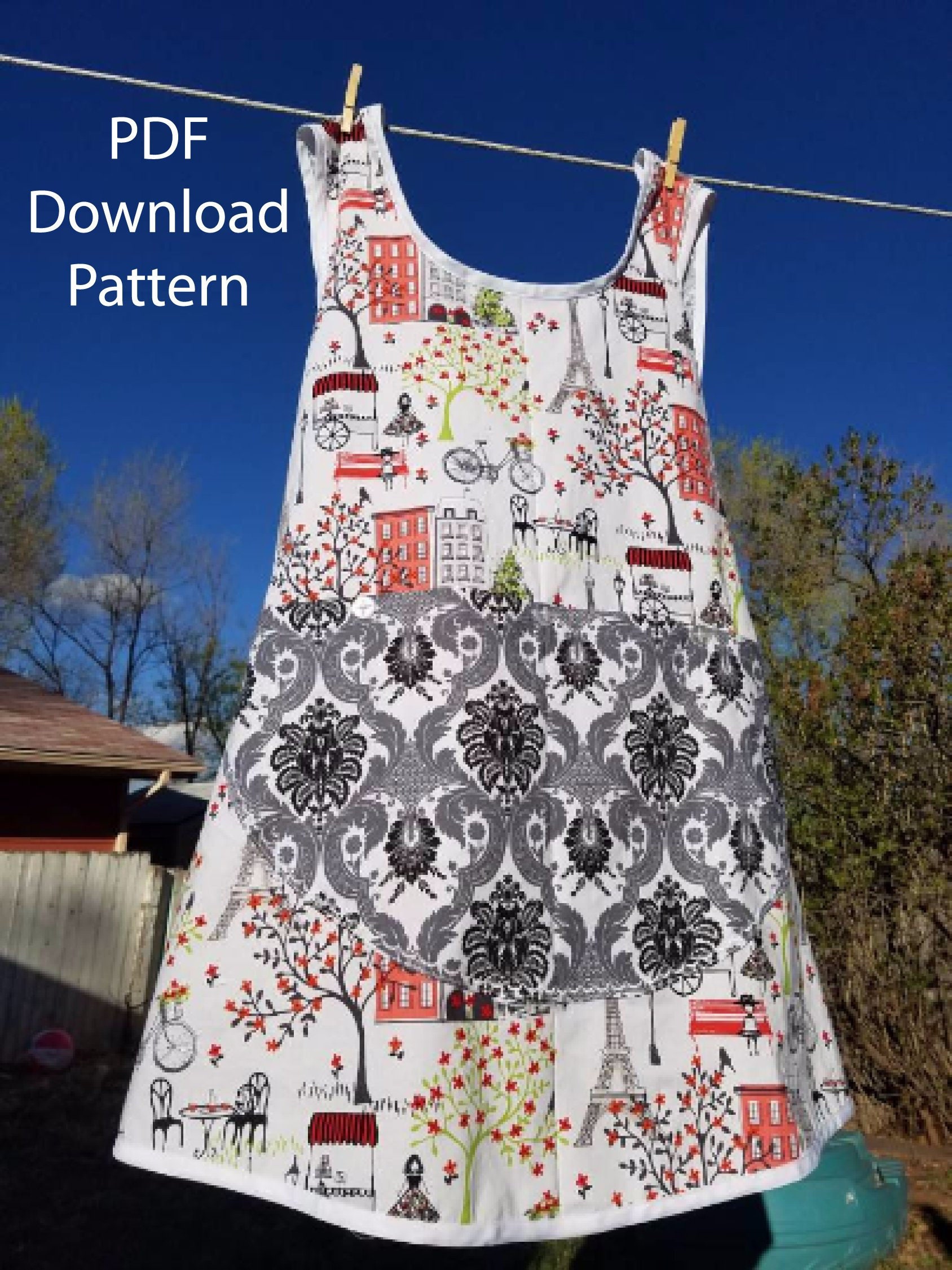 Japanese Apron Sewing Pattern XS-4XL Plus Size, Cross Back Apron