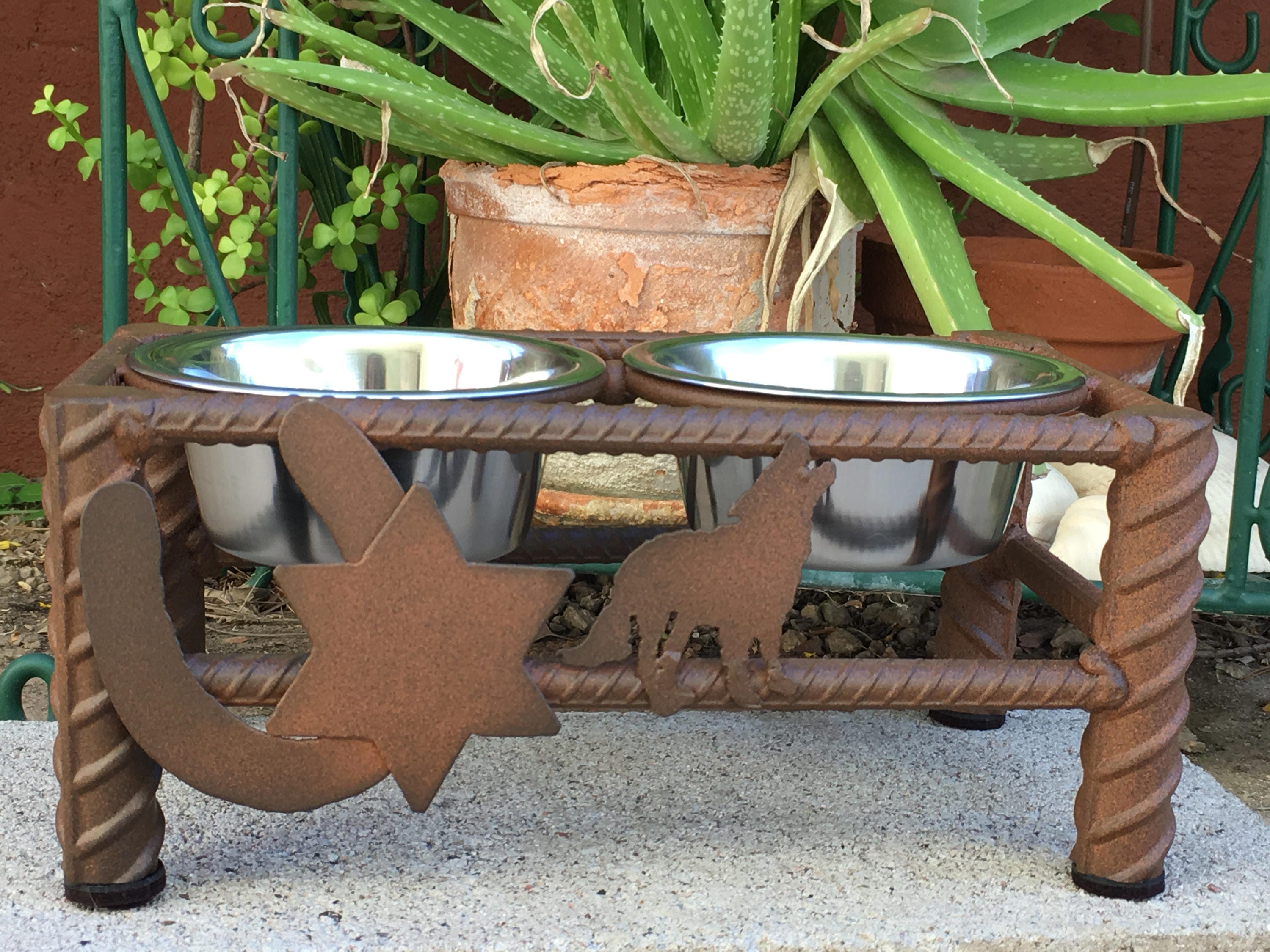 Howdy Western Doggy Elevated Steel Dog Food Bowl Holder for Etsy