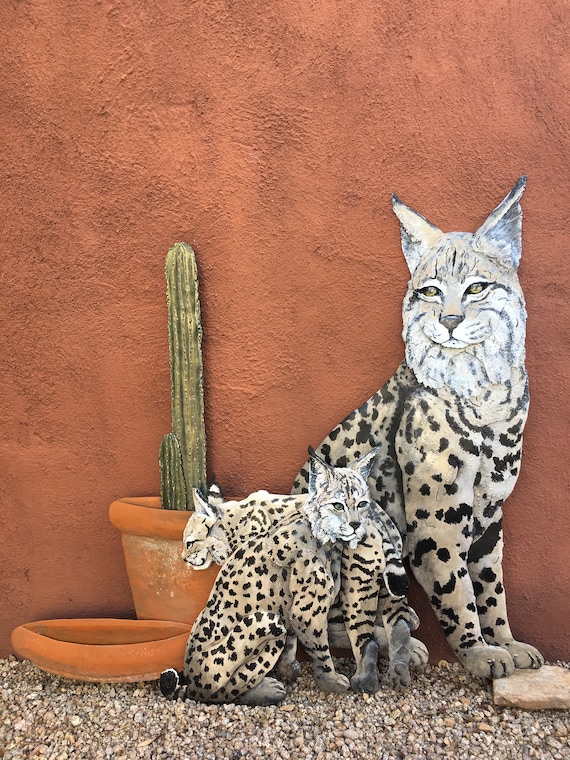 Mueller's Watering Hole by Dhseadragon Bobcat With Kittens, Cactus Steel  Sculpture - Etsy