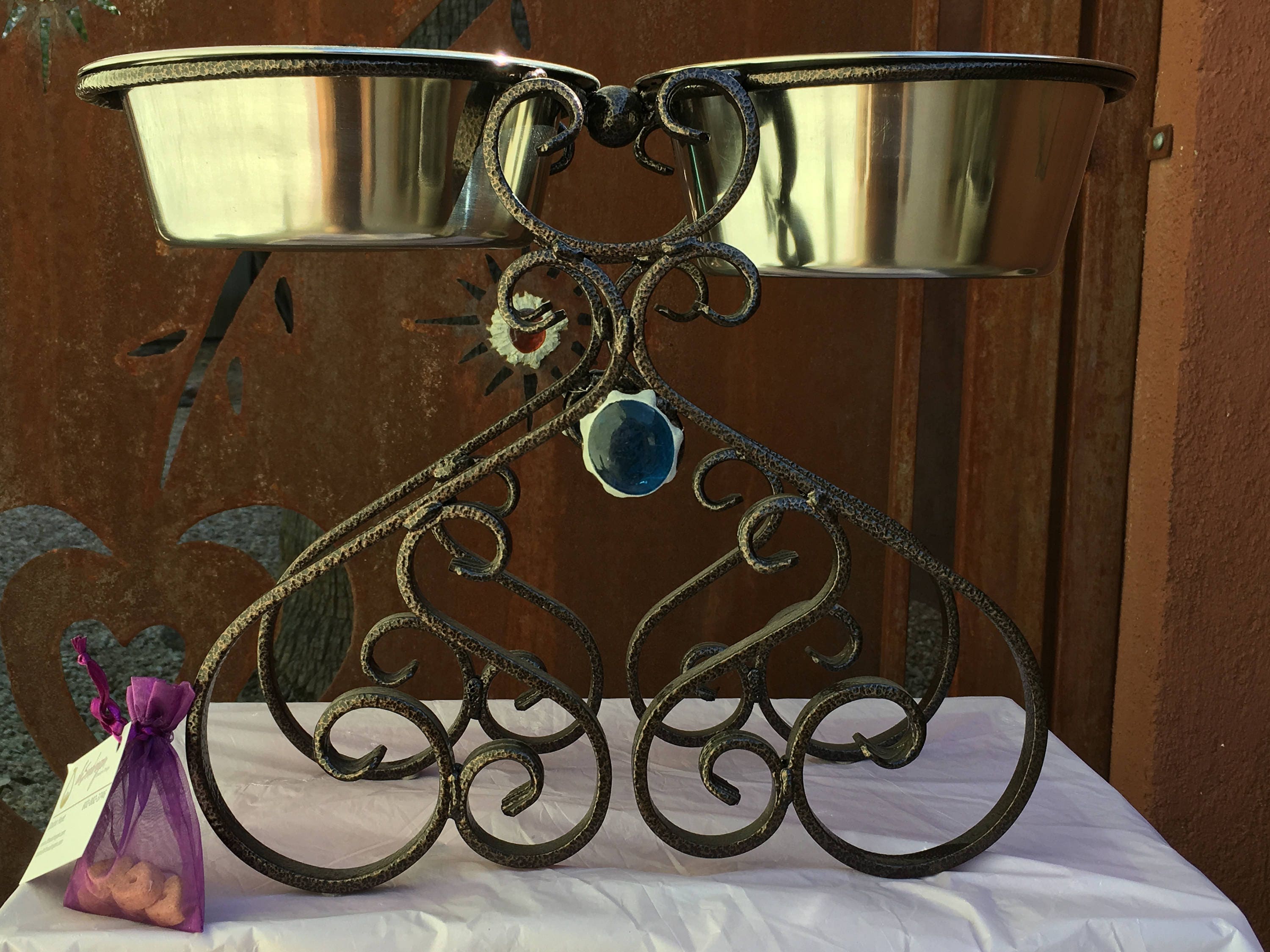 Glass Bowl With Metal Stand - Etsy