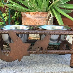 Ultimate Doggy Rock Star Status elevated dog food bowl stand with dog toys, dog treats, and a pet portrait gift certificate image 4