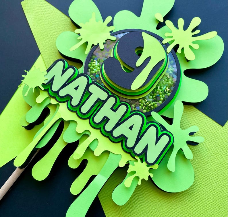 Topper Slime Slime Birthday Cake Topper: Personalized Shaker, Light-up Option - Etsy