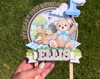 Teddy Bear Picnic/ Teddy Bear Theme/ Beary-First Birthday Birthday Cake Topper