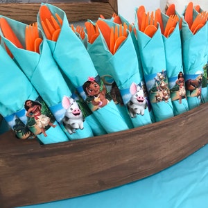 Moana Themed Napkin Wraps - 10ct