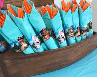 Moana Themed Napkin Wraps - 10ct