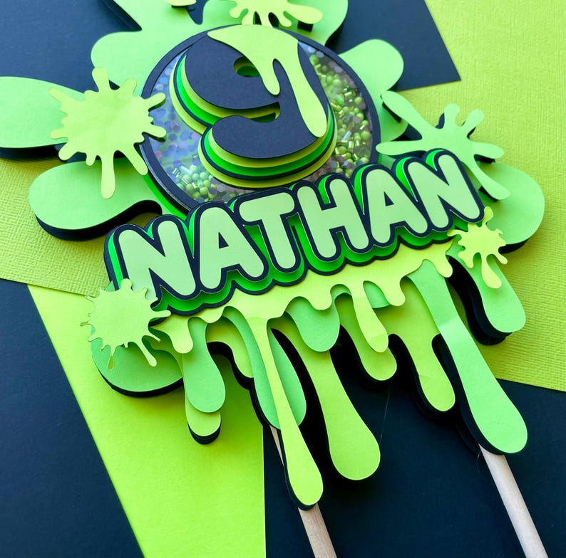 Topper Slime Slime Birthday Cake Topper: Personalized Shaker, Light-up Option - Etsy