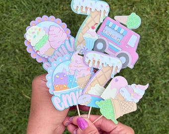Ice Cream Cupcake Toppers: Customizable Party Decorations (Set of 12)