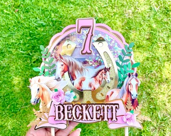 Horse Birthday Cake Topper: Custom Girl's Party Decoration