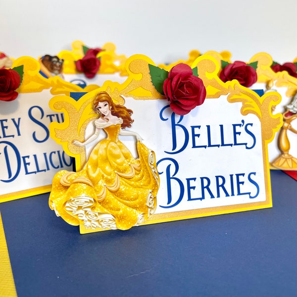 Beauty & The Beast table food tents/Placecards