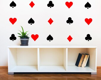 Small - 4cm Tall Each Sticker, Black 20 x Playing Cards vinyl Stickers Crafting Furniture Diamonds Home Window Clubs Hearts Spades 